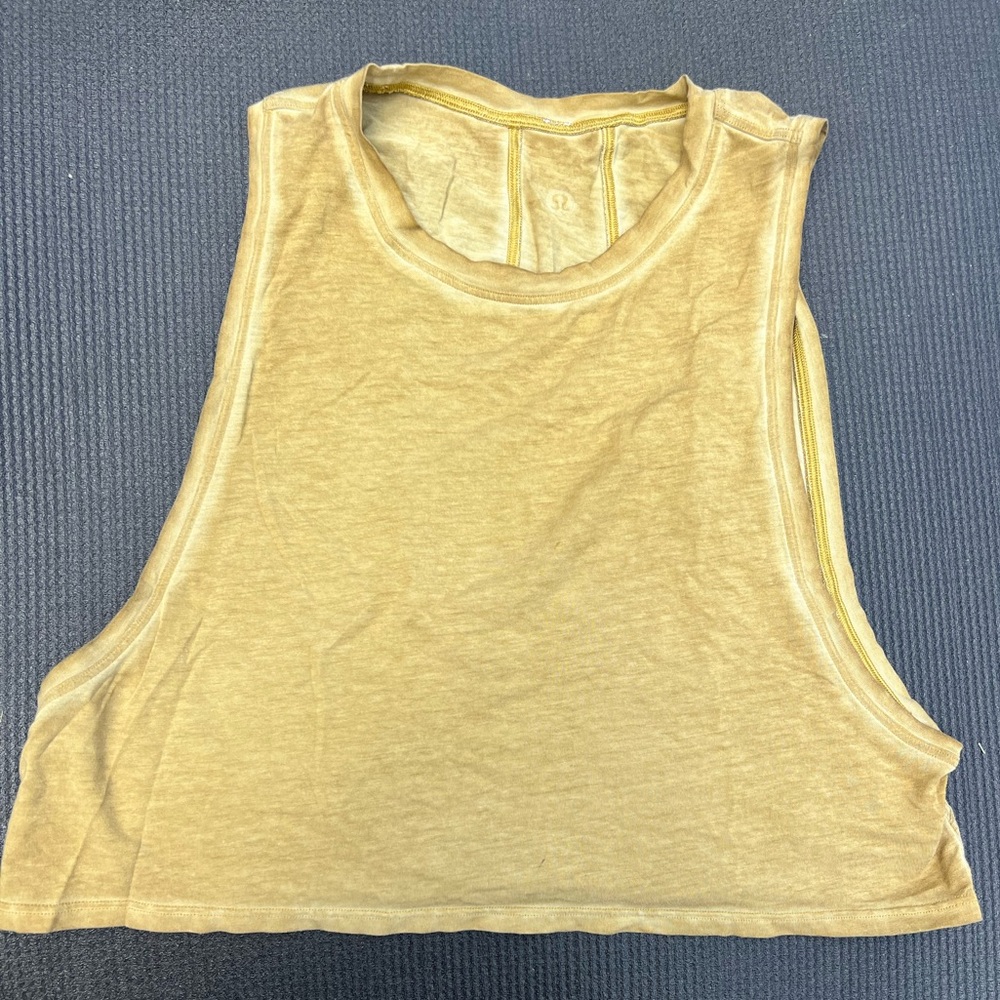 Distressed Chartreuse Lululemon Tank